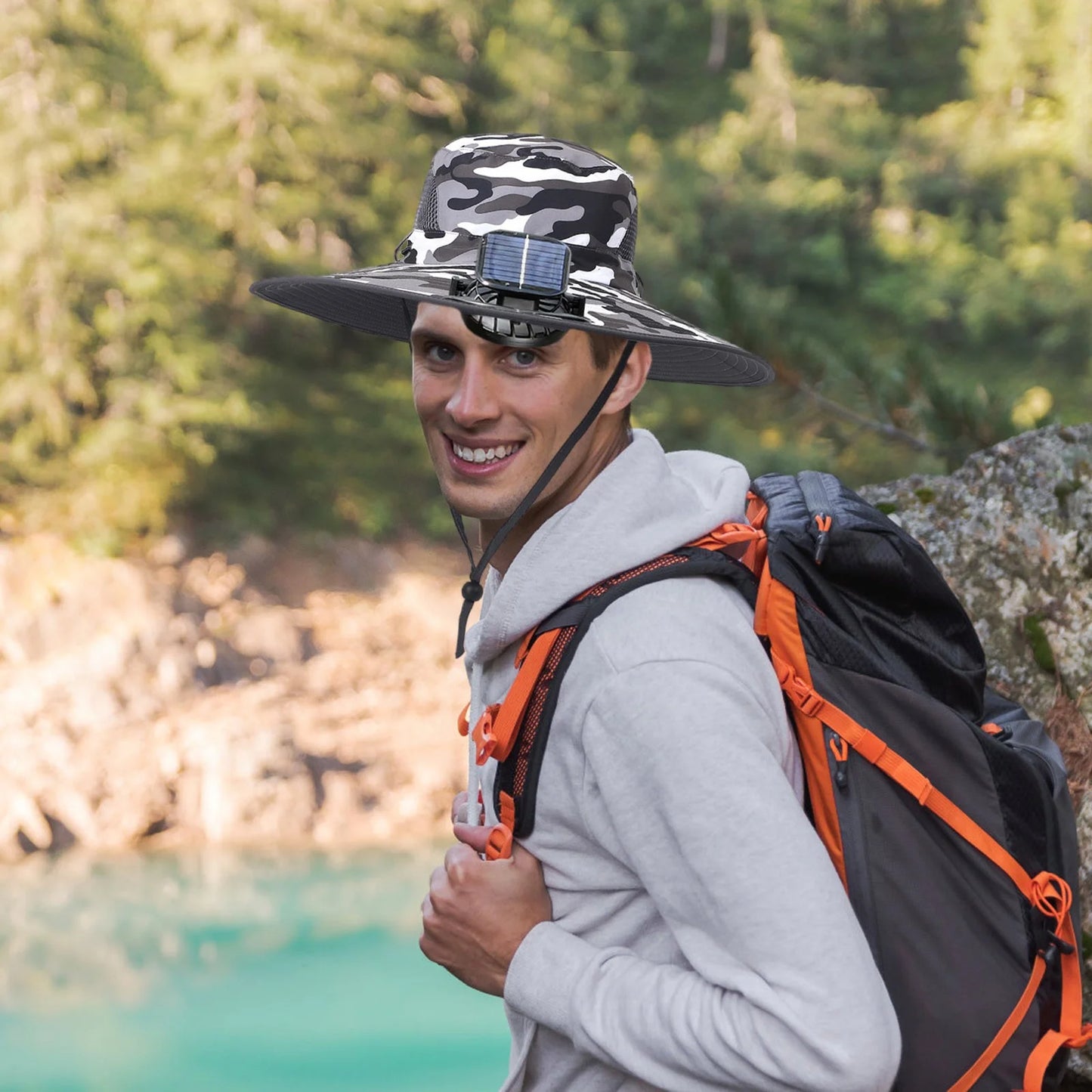 Sun Hat with Fan Solar Charging Big Eaves Outdoor Summer with Fan Hat Men and Women Sun Hat Parent-Child Sun Hat for Travelling Outdoor Hiking Mountaineering Fishing