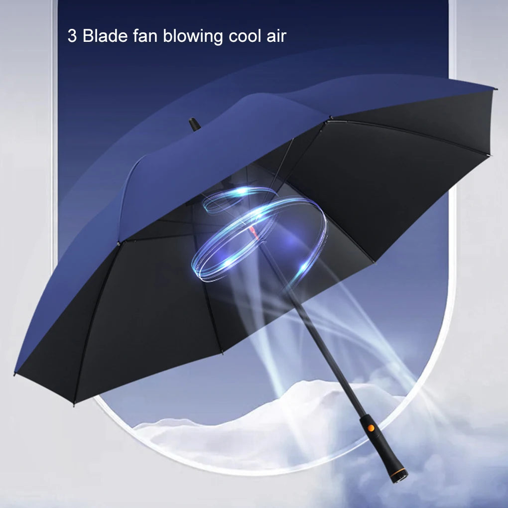 선풍기우산 Large Fan Umbrella 100% UV Blocking Parasol Wind and Water Resistant Long Handle 양산 UV Protection Beach Golf Umbrella