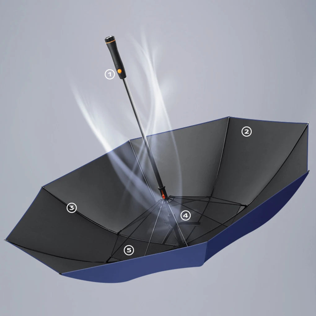 선풍기우산 Large Fan Umbrella 100% UV Blocking Parasol Wind and Water Resistant Long Handle 양산 UV Protection Beach Golf Umbrella